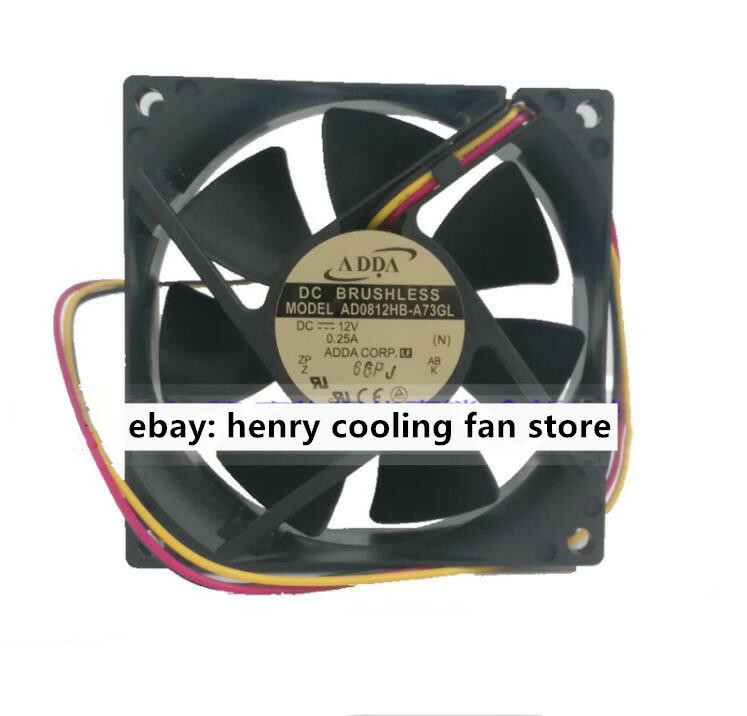 For ADDA AD0812HB-A73GL DC 12V 0.25A 80*80*25mm 36CFM 3pin Case cooling fan
