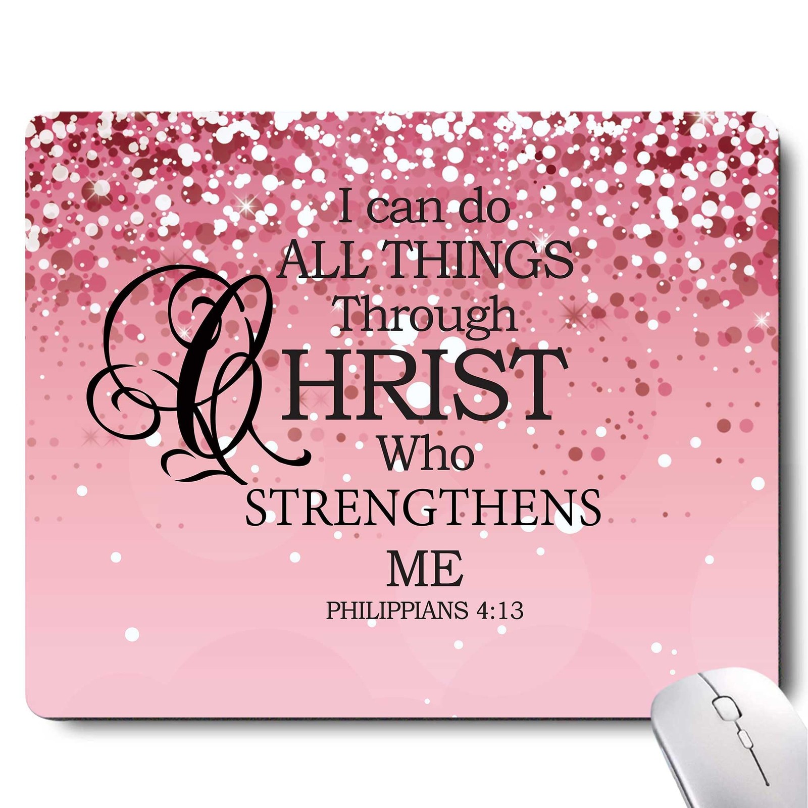 I Can Do All Things Inspirational Quote Mouse Pad, Pink Mouse Pads for Desk N...