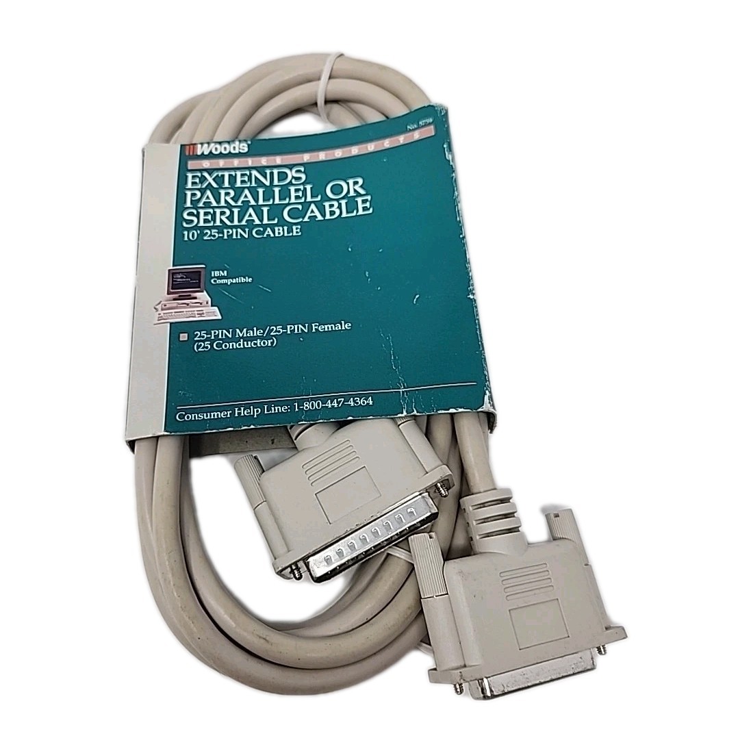 Woods Extends Parallel Or Serial Cable 10 Ft 25-pin Cable