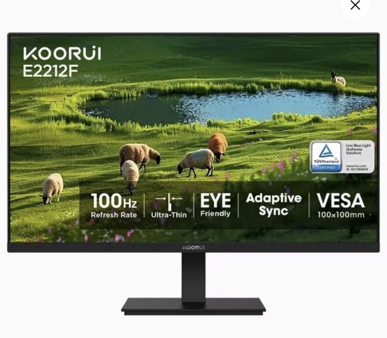 KOORUI 22" FHD 100 Hz Computer Monitor, 1080p PC Monitor with Adaptive-Sync, E22