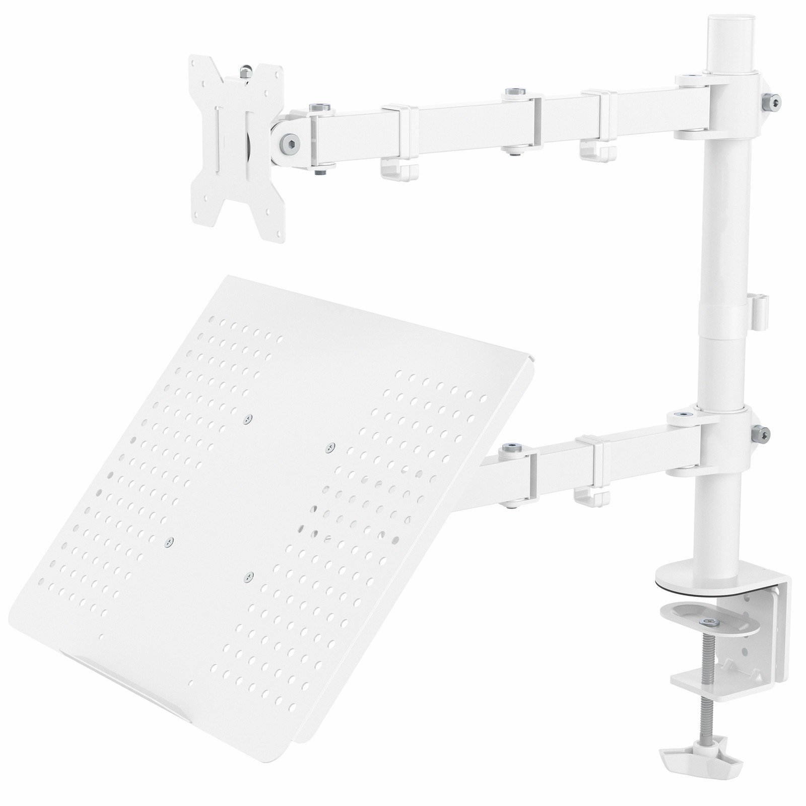 VIVO White Adjustable Laptop & Monitor Desk Mount Stand, Fits 1 Screen up to 32"