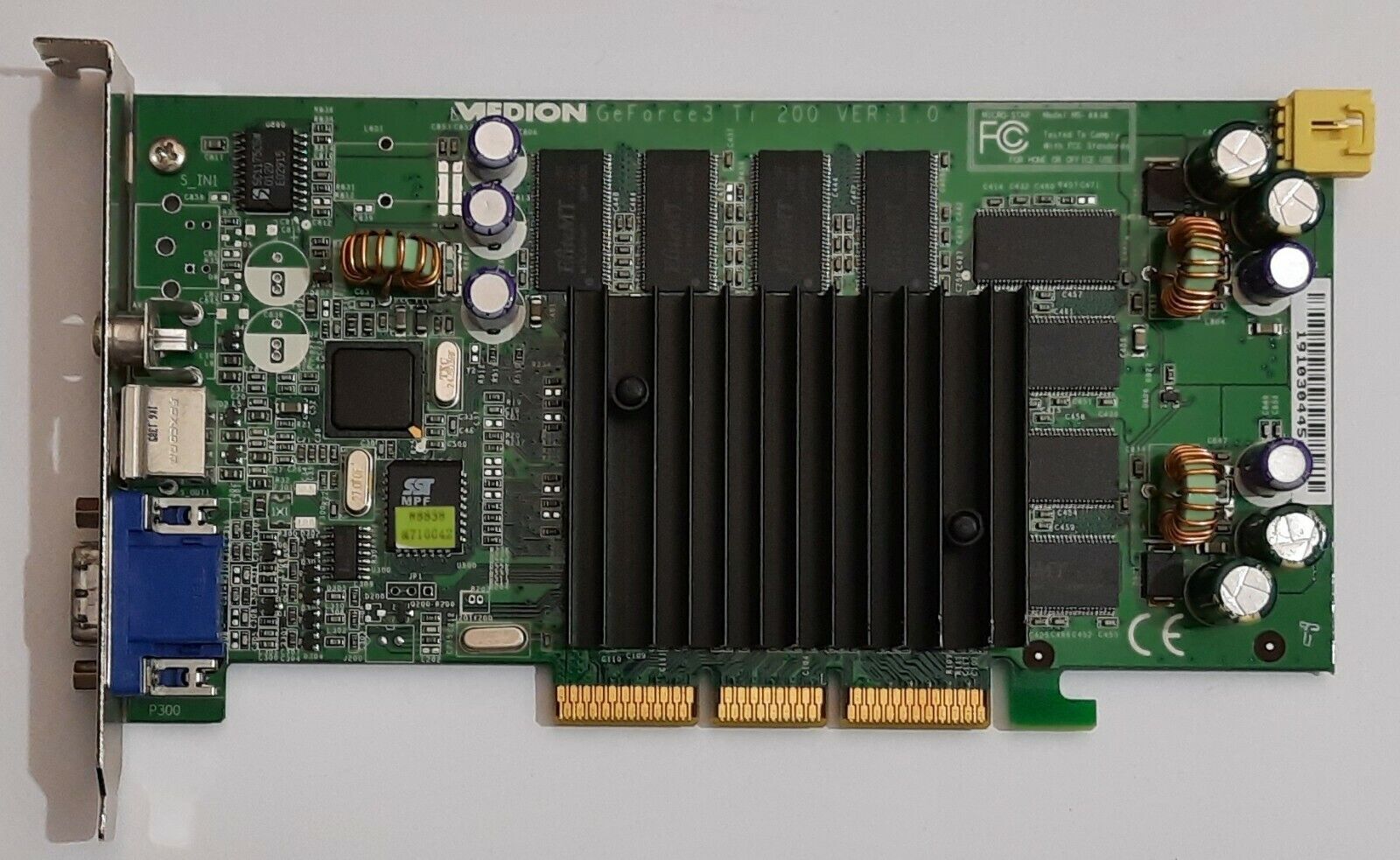 MSI MS-8838 AGP Graphics Card (GeForce3 Ti200, 64MB, 2001, TV out, Medion, retro)