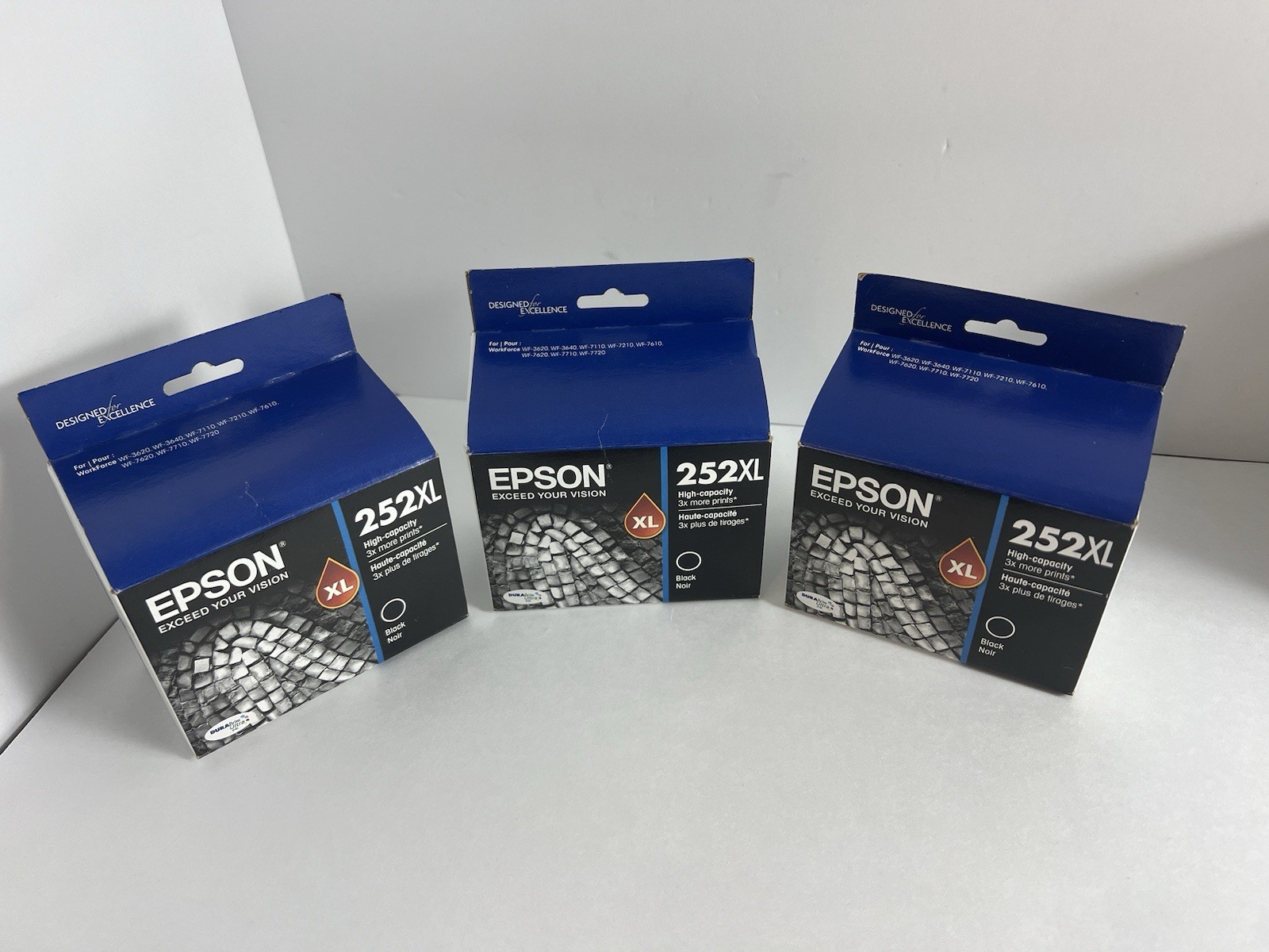 Genuine Epson 252xl Black High Capacity Ink Cartridge Exp 2021 LOT OF 3
