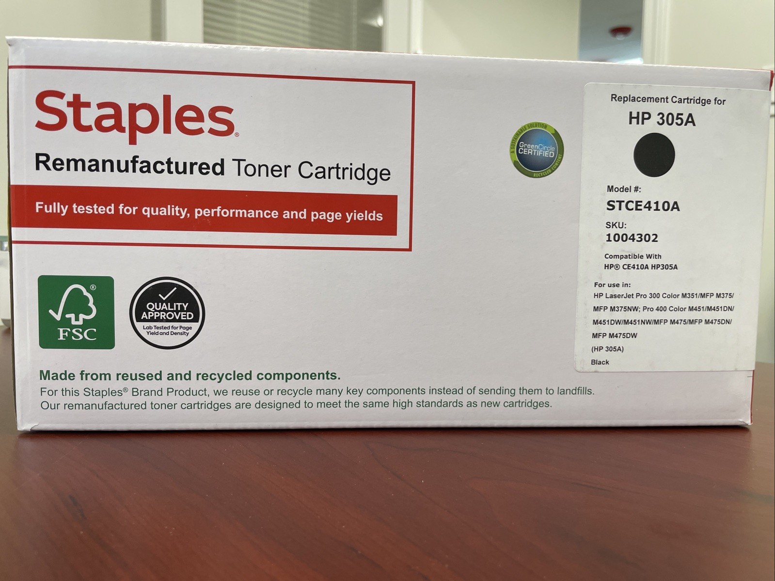 305A Staples Compatible Toner Cartridge CE410A HP305A Model STCE410A