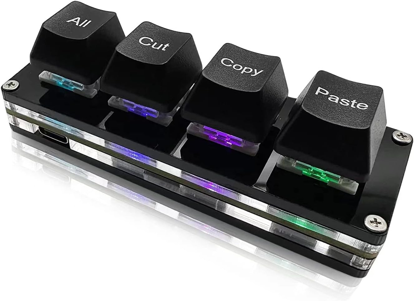 Mini 4-Key Select-All Cut Copy Paste Macro Pad Ctrl A X C V Shortcut One Handed