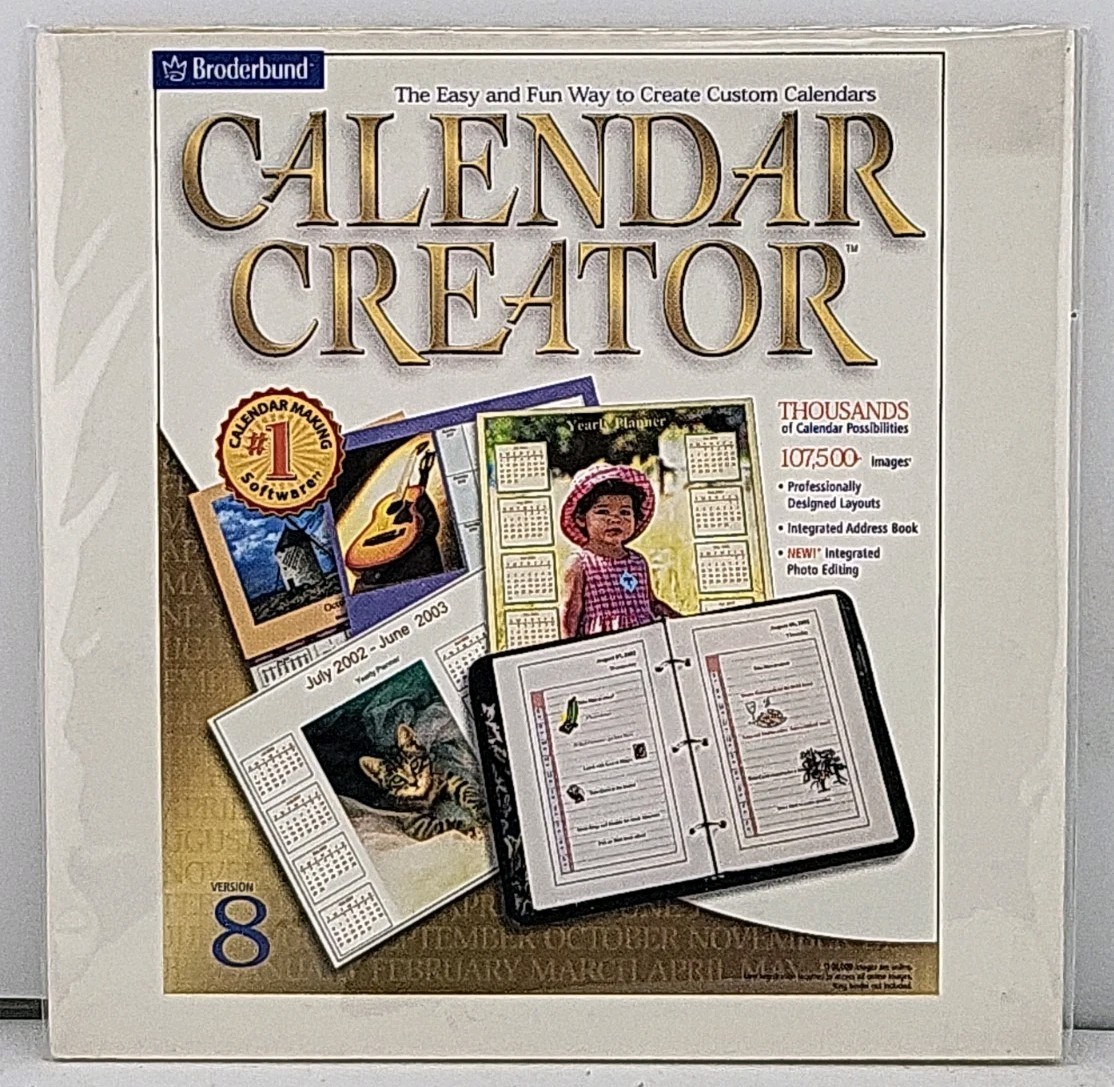 Calendar Creator 8.0 PC CD-Rom 2001 Broderbund *Brand New* 