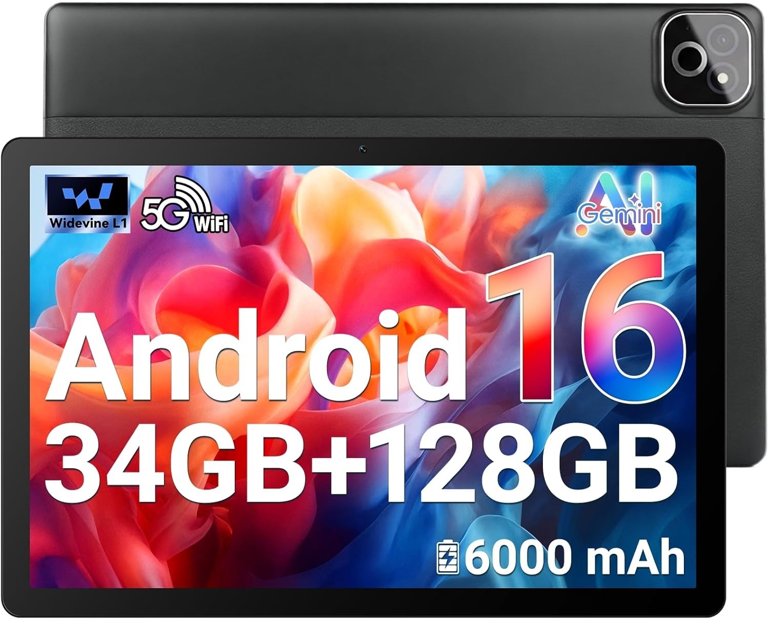 Android 16 10.1 inch Tablet 34(6+28)GB RAM 128GB ROM IPS LCD HD 5MP/8MP WIFI 6