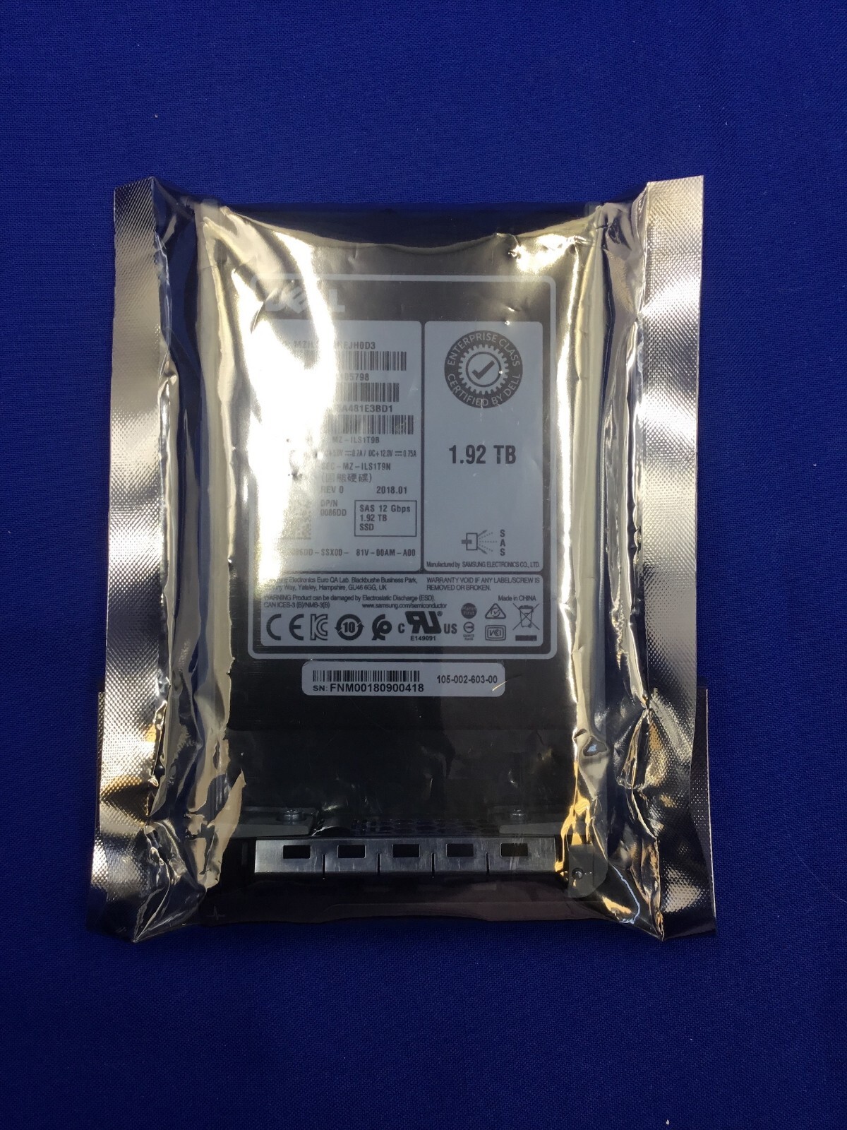 086DD DELL 1.92TB SAS 12GBPS READ INTENSIVE 512E 2.5INCH SSD MZ-ILS1T9B 0086DD