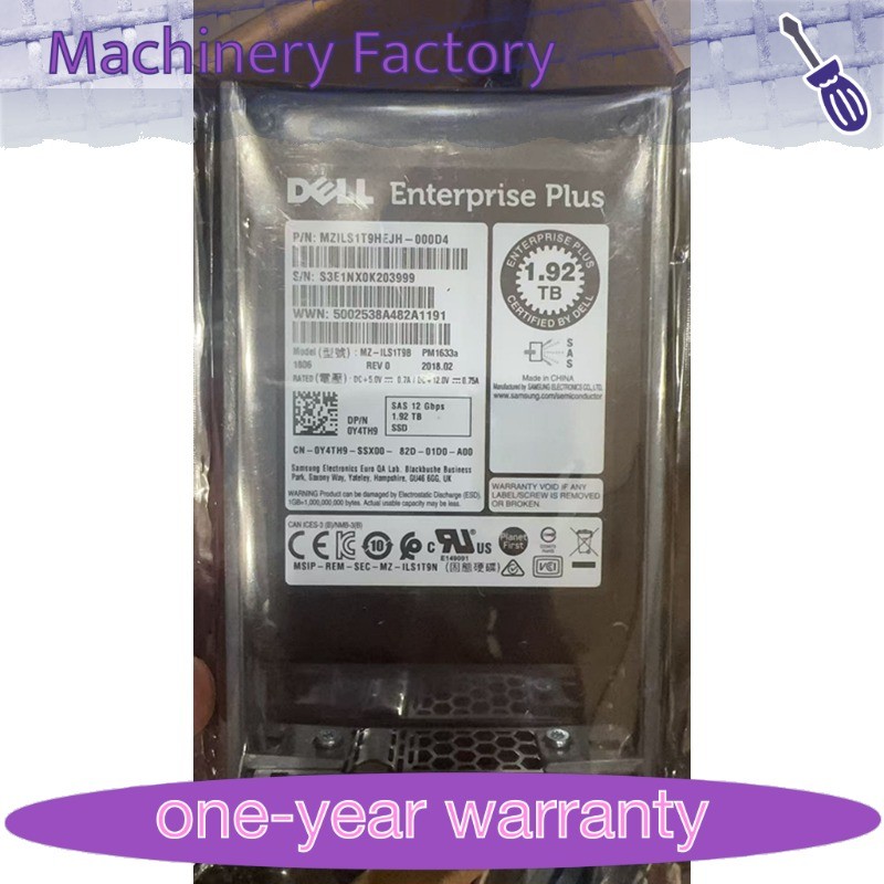 Used 0Y4TH9 Dell Enterprise Plus 1.92TB SAS 12Gbps Read Y4TH9 2.5'' SSD PM1633A