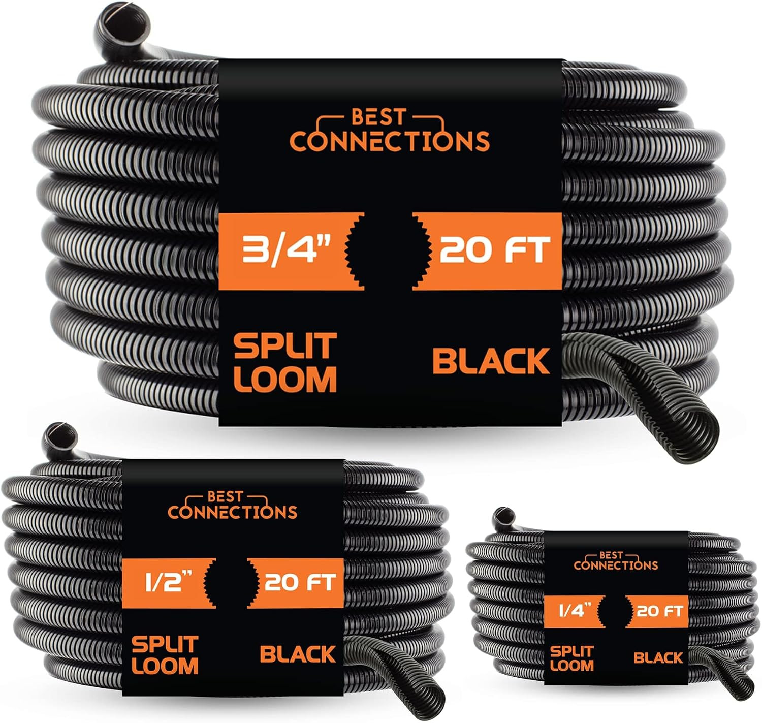 Split Wire Loom Flex-Guard Convoluted Tubing Protective Split Cable Sleeves for