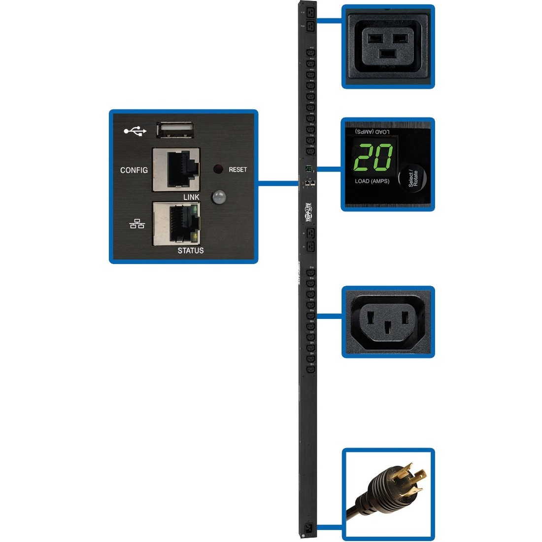 Tripplite PDUMV20HVNETLX 24-Outlet Switched PDU 3.2-3.8kW