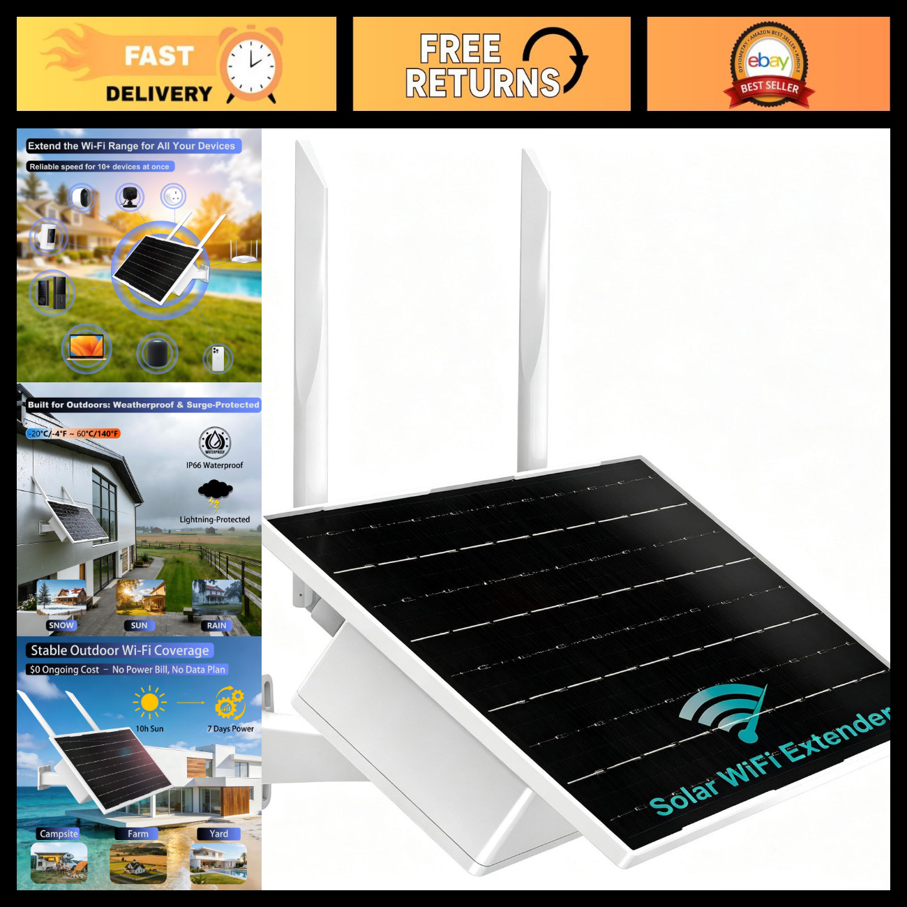 Solar Powered Outdoor WiFi Extender, Signal Booster & Amplifier for Stronger Con