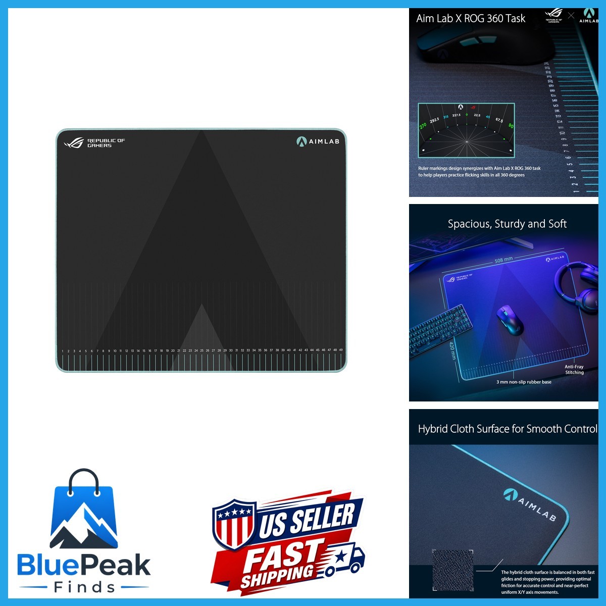 ASUS ROG Hone Ace Aim Lab Edition Gaming Mouse Pad 19.9x16.5 Black