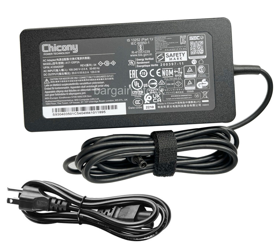 Chicony 20V 6A 120W AC Adapter Charger For MSI GF63 Thin 11UC 11UD A17-120P2A
