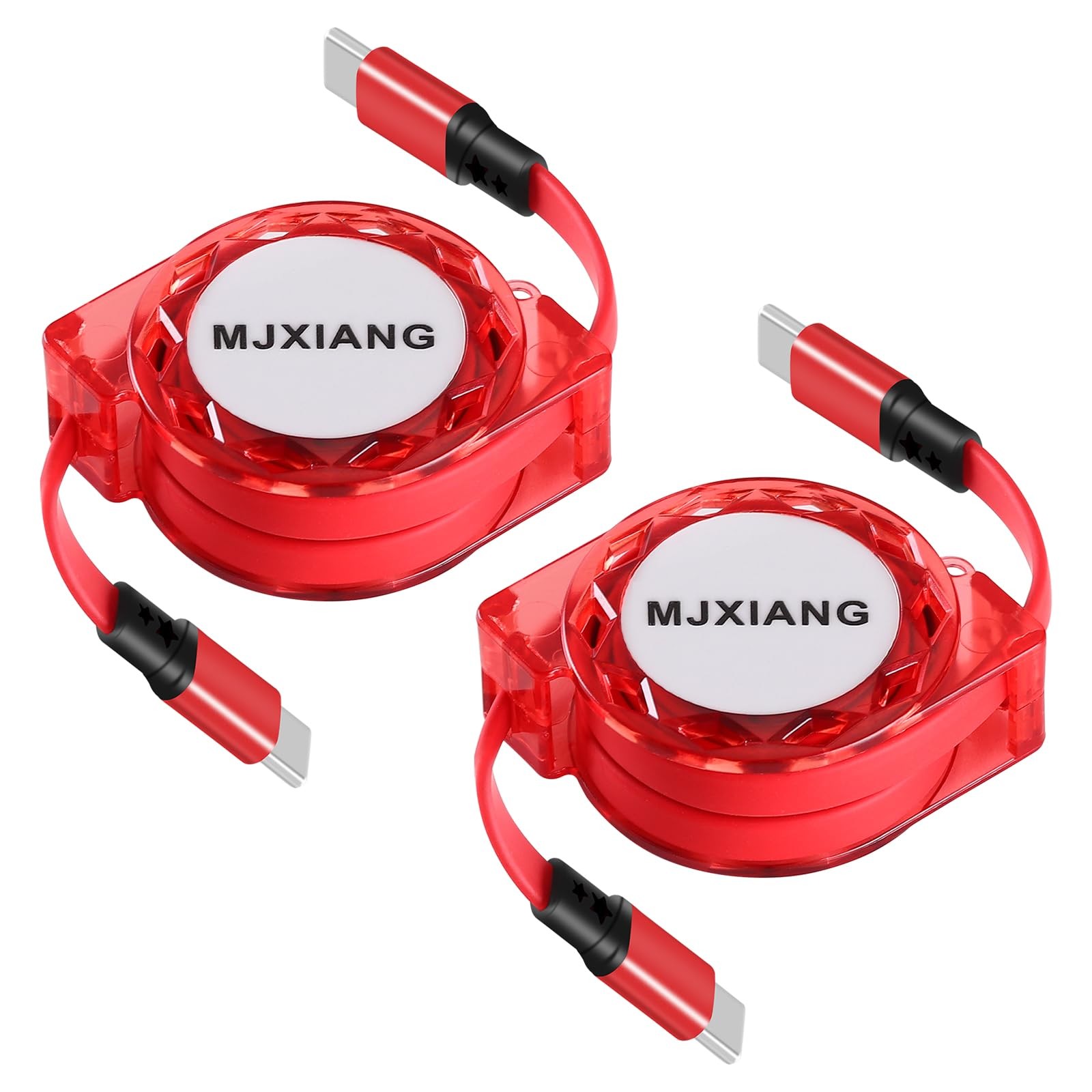 Retractable USB C to C Cable, 60W PD3.0 Fast Charging Cord 3.3 feet, Red