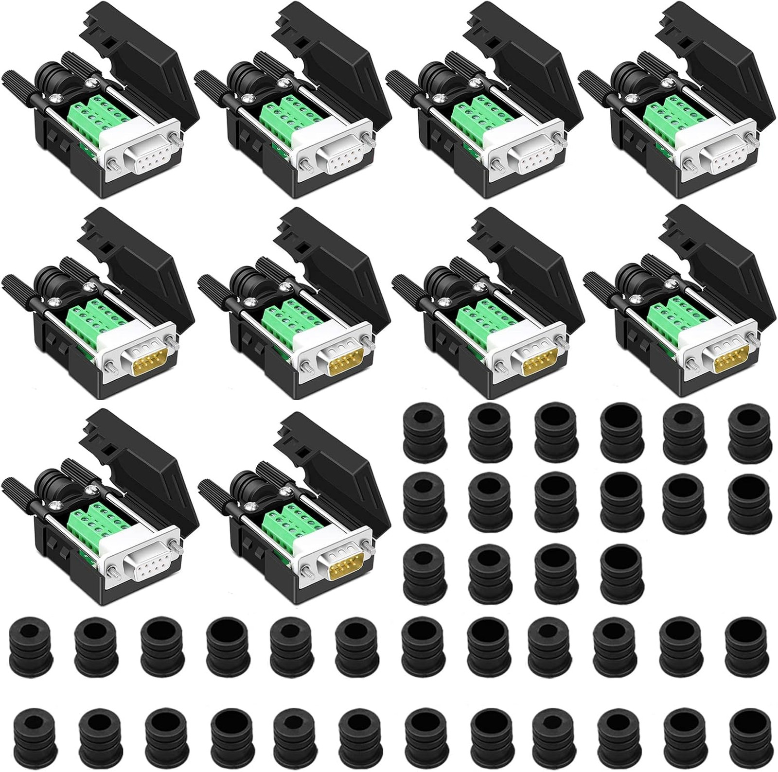 Serial Adapter 10PCS DB9 Solderless Male Female Breakout Connectors for Serial