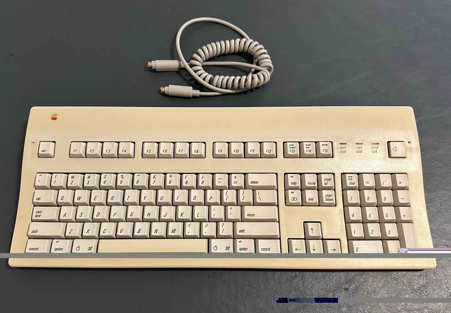 Vintage Apple Extended Keyboard II Macintosh Mac ADB M3501 W/ Cable Keys TESTED