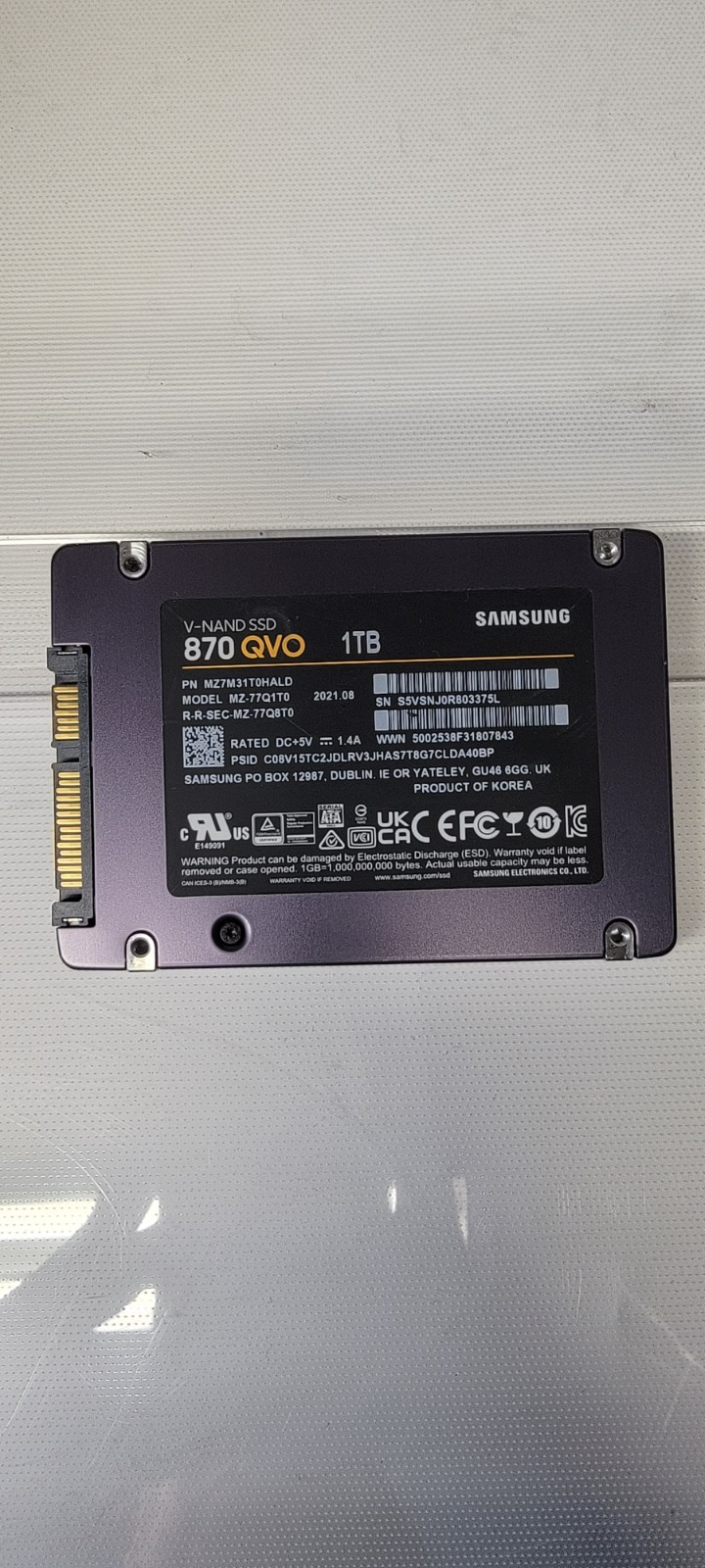 SAMSUNG 870 QVO SATA SSD 2.5" TESTED WORKING GRADE B HEALTH 95%