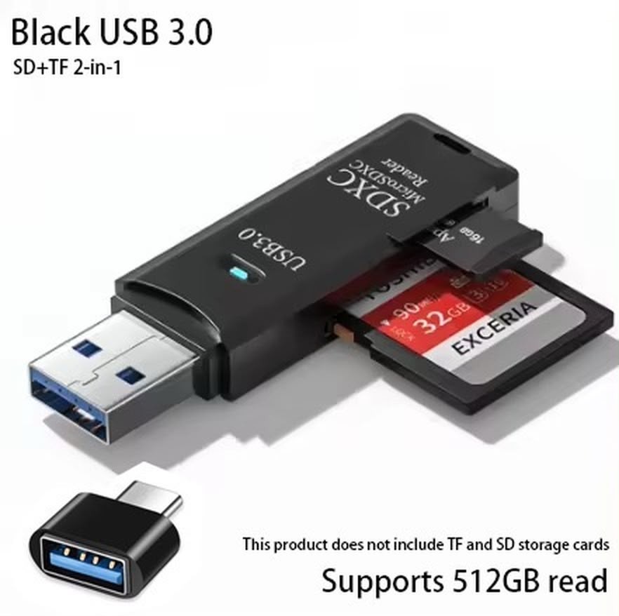 High Speed USB 3.0 2-in-1 Card Reader TF Micro SD Memory Adapter Portable Drive