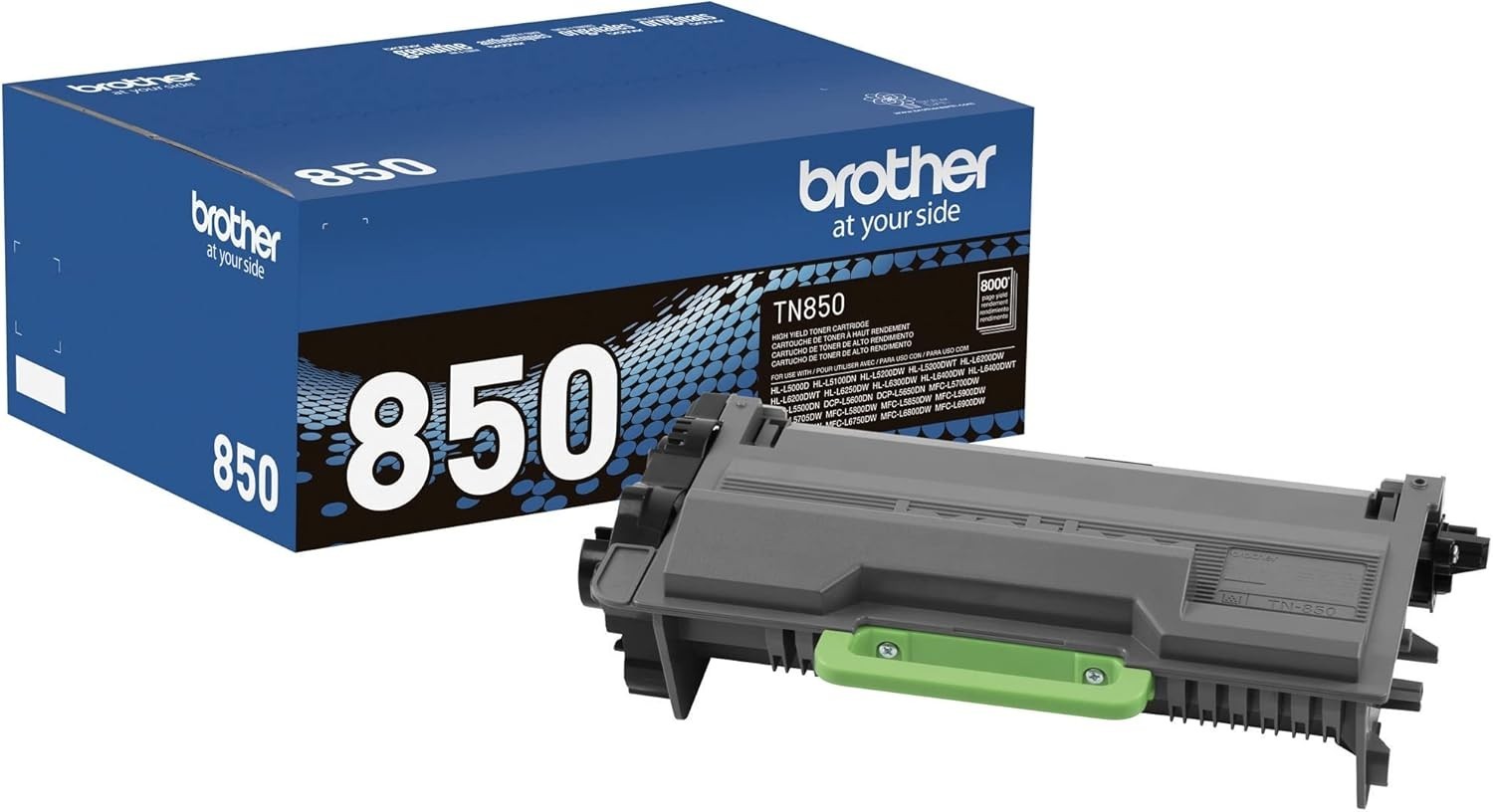 Brother Genuine High Yield Toner Cartridge, TN850, Replacement Black Toner