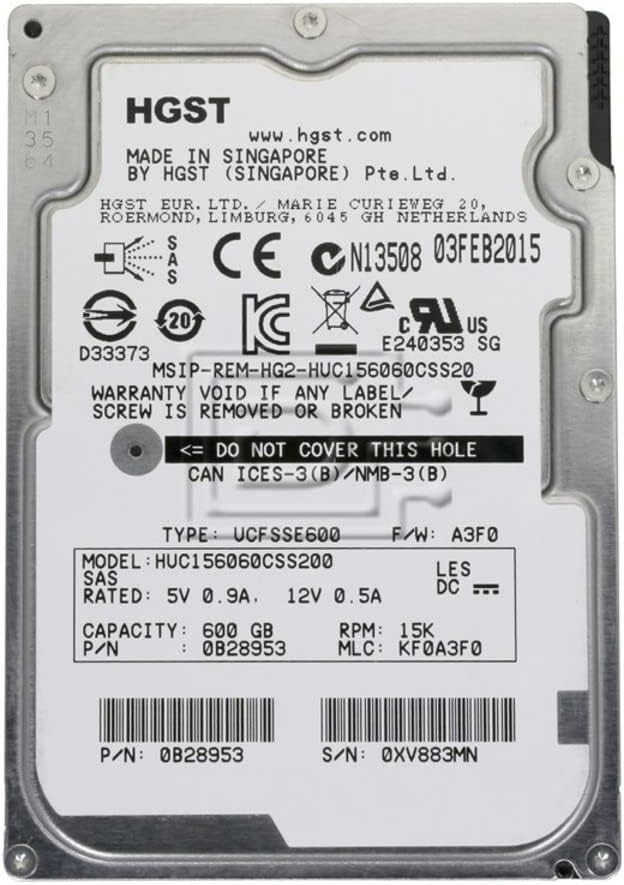 Hitachi 600GB 15K RPM 12Gbps 2.5" SAS HDD Hard Drive HUC156060CSS200