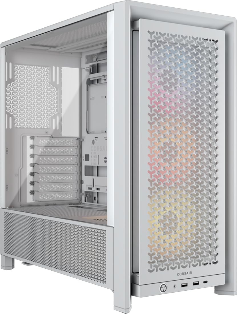 CORSAIR 4000D RS ARGB Frame Customizable Mid-Tower PC Case - White
