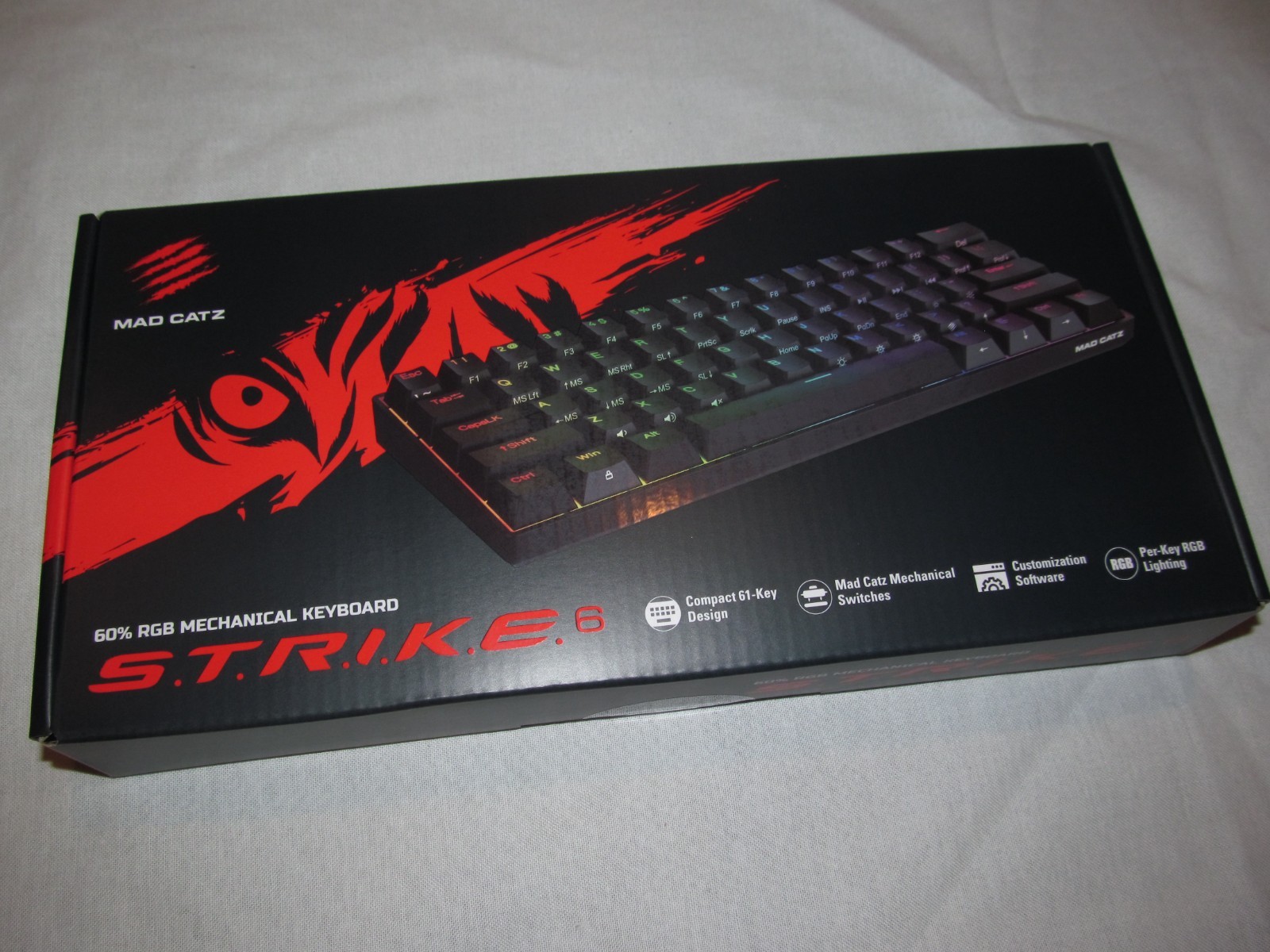 Mad Catz 60% RGB Gaming Mechanical Keyboard S.T.R.I.K.E. 6 Black NEW SEALED