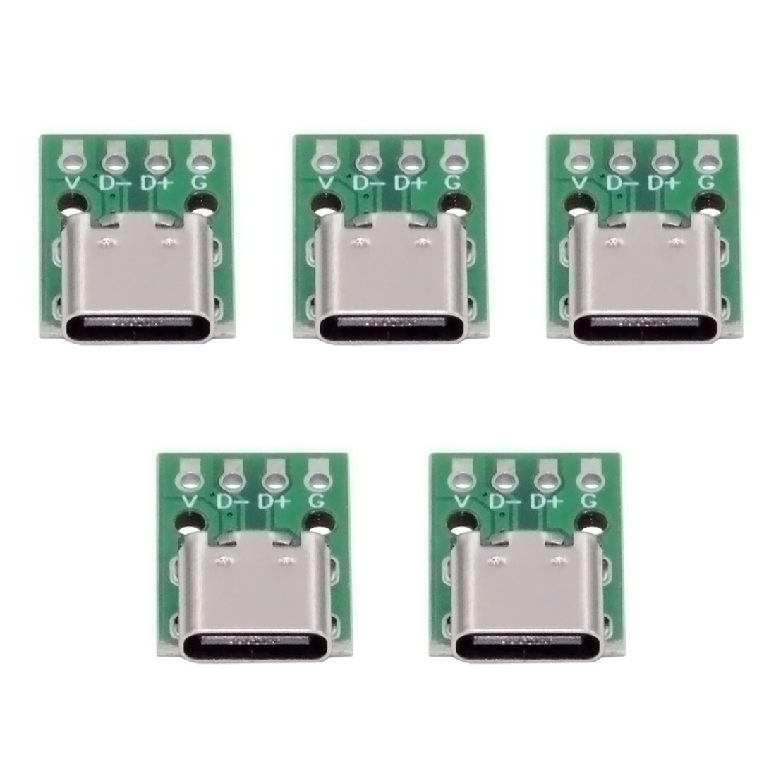 5 Pack Pitch 2.54mm USB C Female Socket Port Repair Replacement Solder Adapter