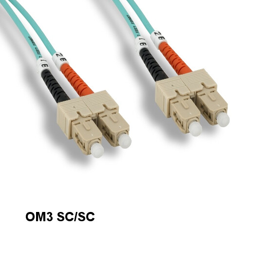 KNTK 16ft OM3 SC/SC 10Gb Multi-Mode Fiber Cable 50/125 Aqua Duplex OFNR Ethernet