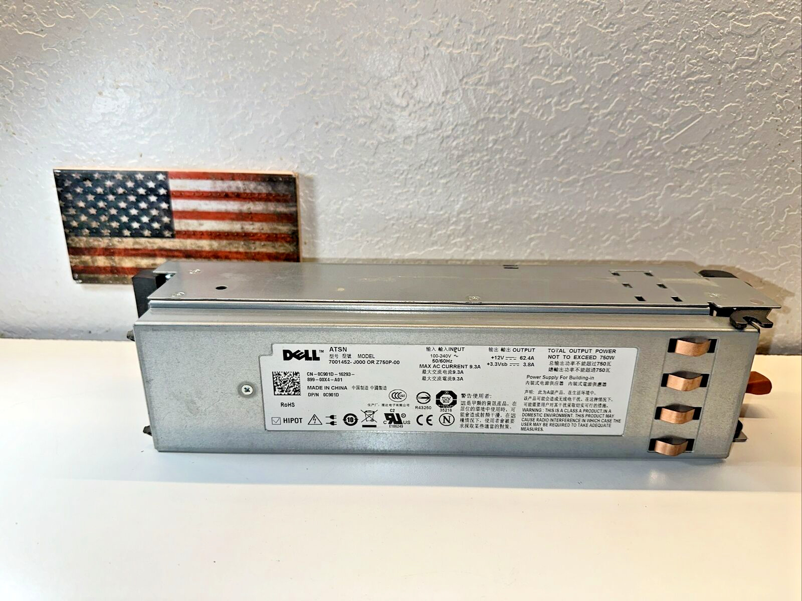 Dell PowerEdge Server 750W Power Supply ATSN 7001452-J000 or Z750P-00 tested