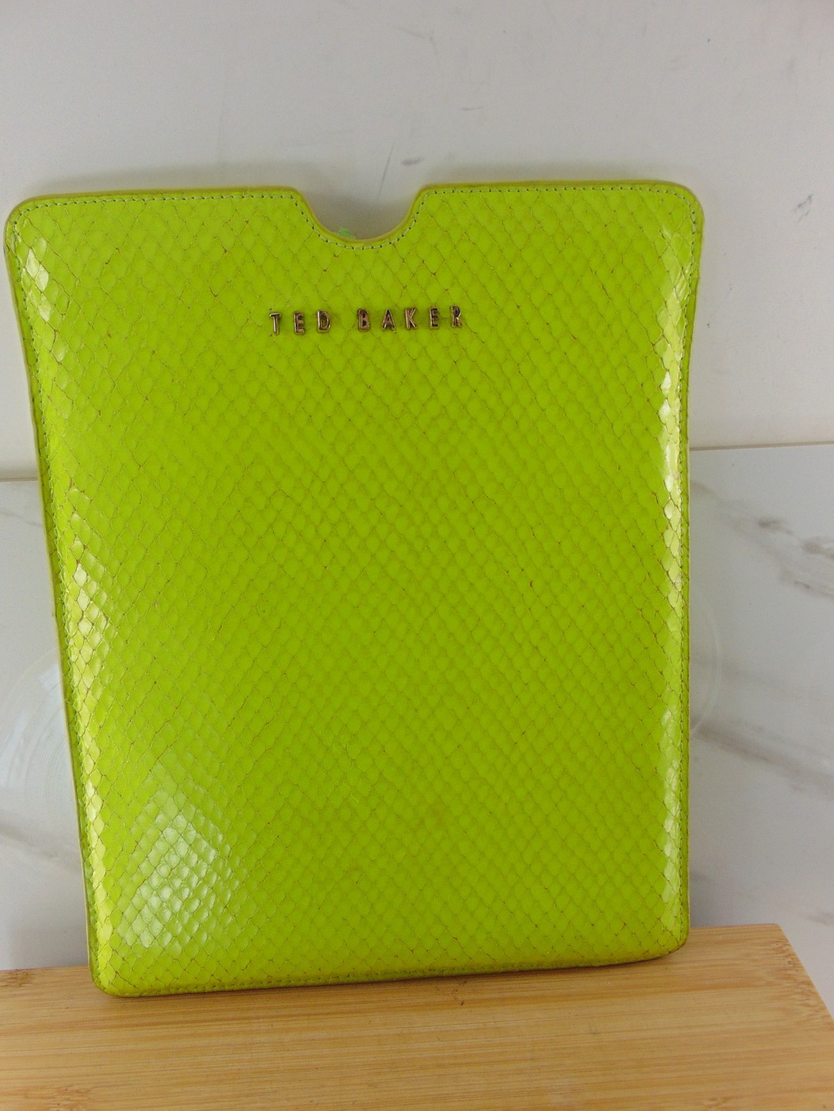Ted Baker Logo SLEENA YELLOW CALFSKIN LEATHER iPad Sleeve LINED 2023 VERY RARE
