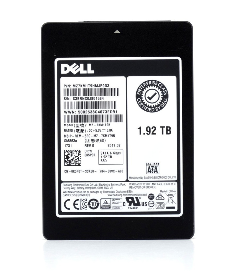 K5P0T DELL 1.92TB 6GBPS READ INTENSIVE 2.5" SSD HARD DRIVE 0K5P0T