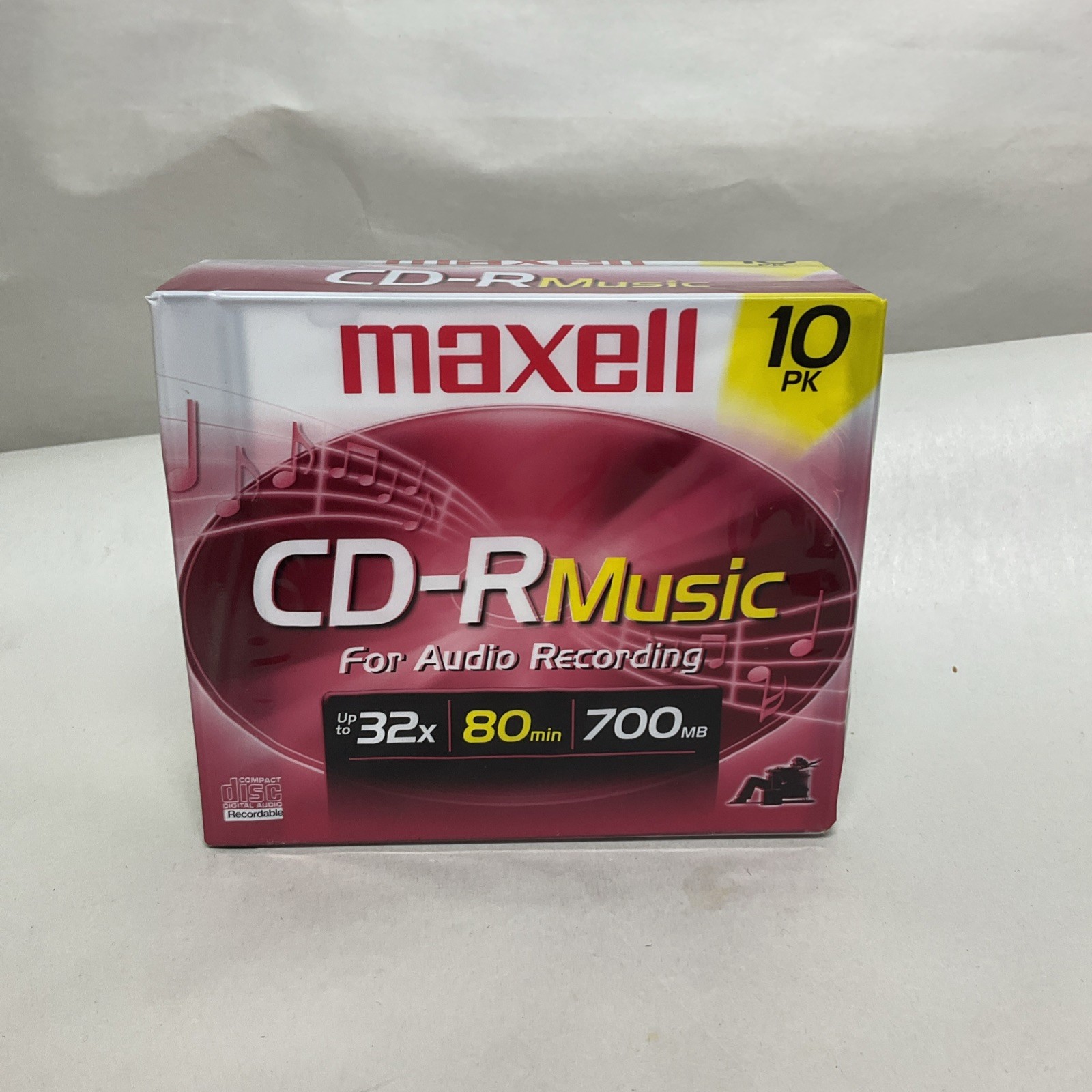 Maxell CD-R Music 80 Min 700MB 32x Blank Recordable Media 10 Pack Slim Cases
