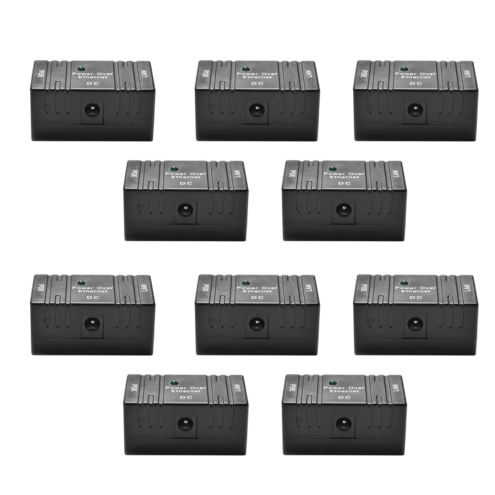 10PCS Black Passive RJ-45 POE Injector Splitter Power Over Ethernet Adapter