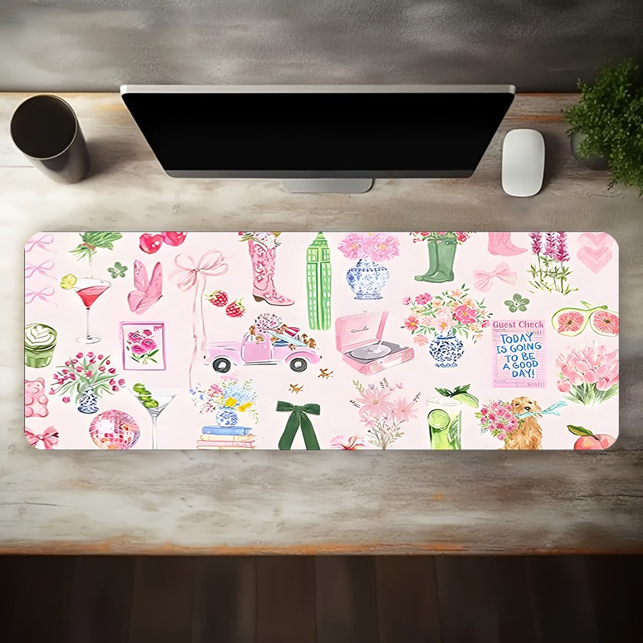 1pc 2D Oversized Gaming Mouse Pad Edge Design, Washable and Durable, Suitable