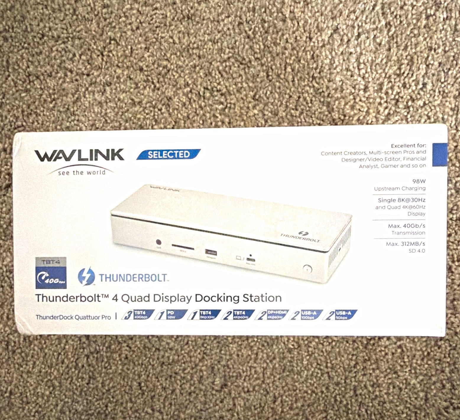WAVLINK ThunderDock Quattuor Pro Thunderbolt 4 Quad Display Dock, HDMI, RJ45