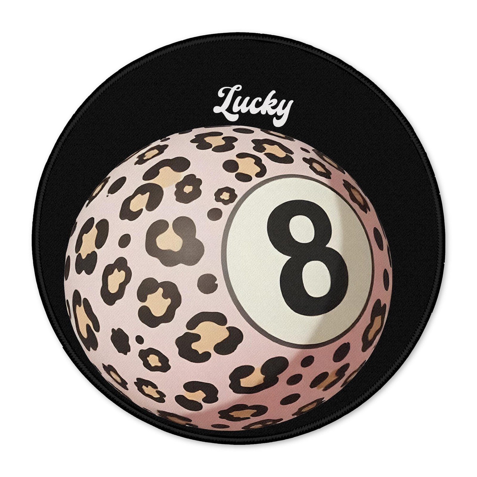 Funky Cheetah Print Lucky 8 Ball Round Gaming Mouse Pad, Trendy Leopard Print...