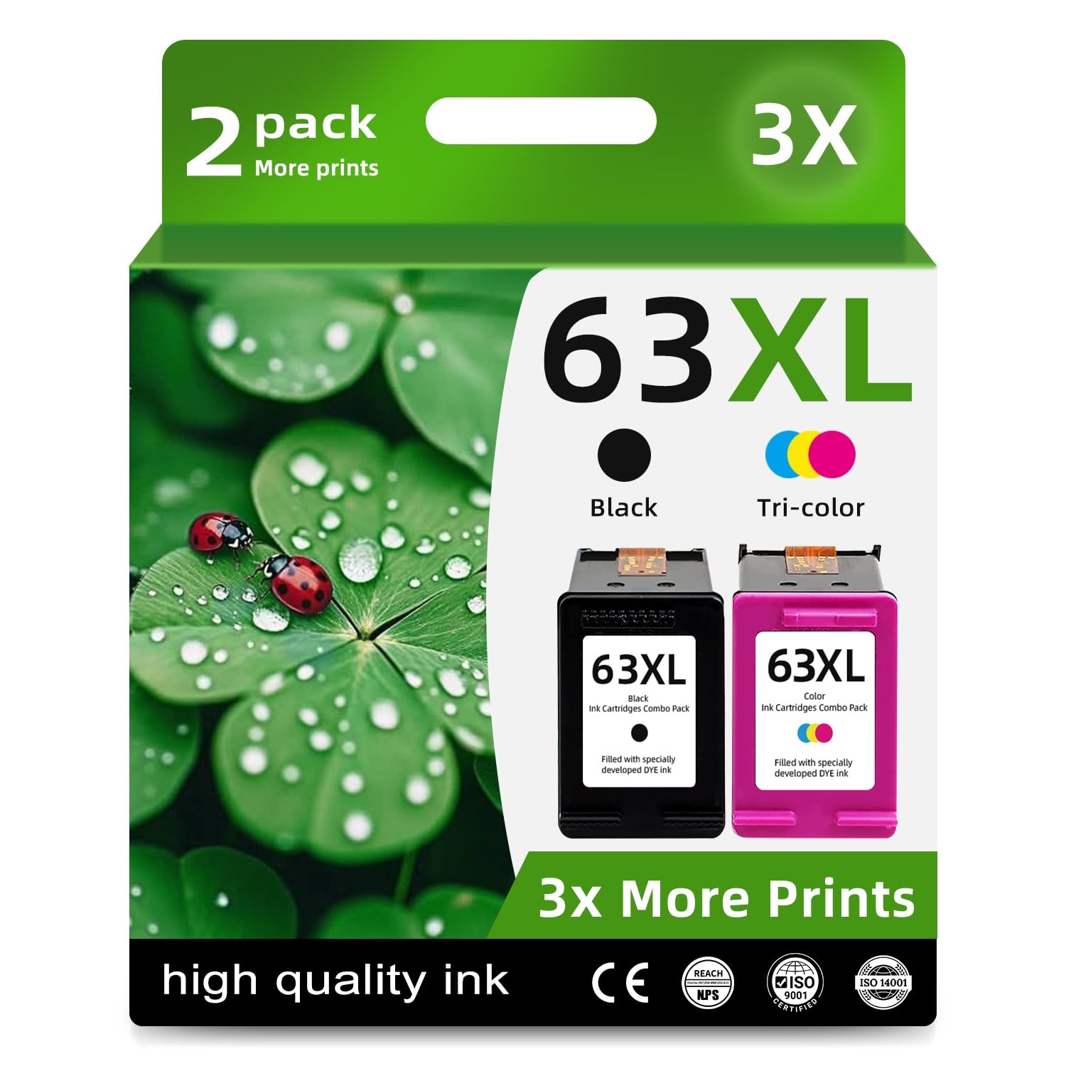 Skyink Ink Cartridges Black Combo Pack Replacement for HP 63 XL