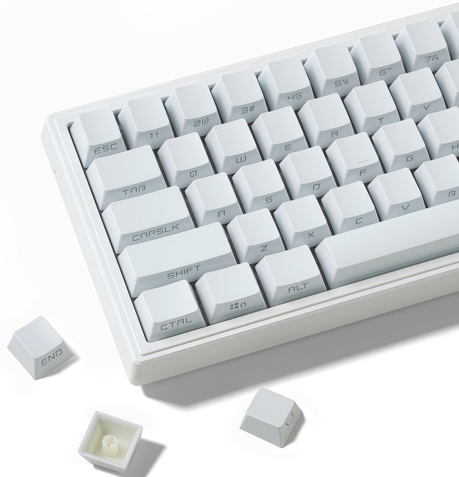 White Japanese Style Double Shot PBT OEM Profile Shine Through Keycaps Set Kit