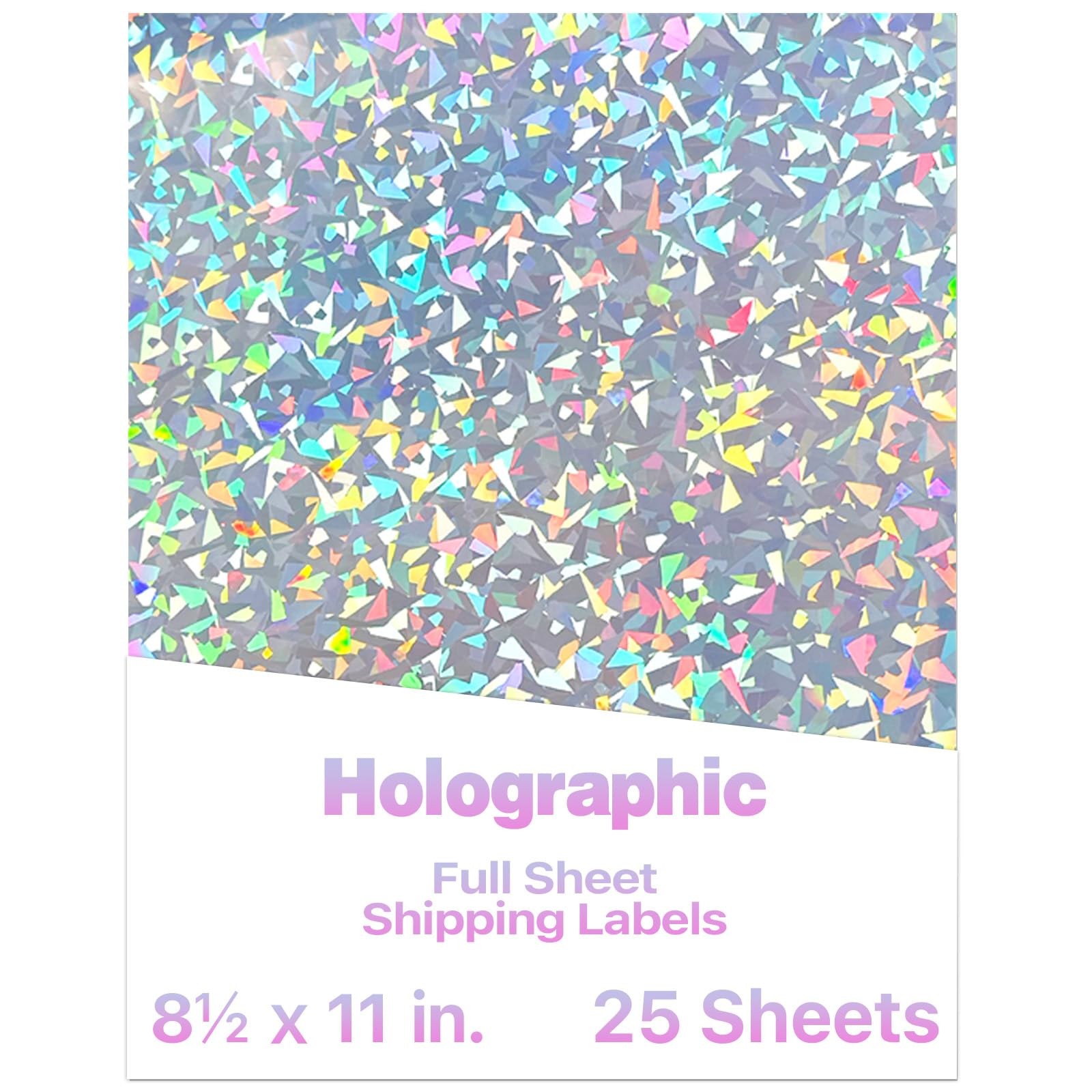 STARLIBOO 25 Sheets Holographic Sticker Paper, Diamond Pattern Printable Viny...