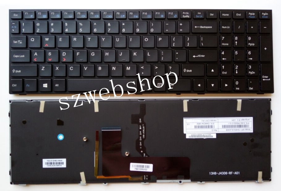 New For Clevo MP-13H83USJ4306 6-80-P6500-013-1 laptop US Backlit Keyboard