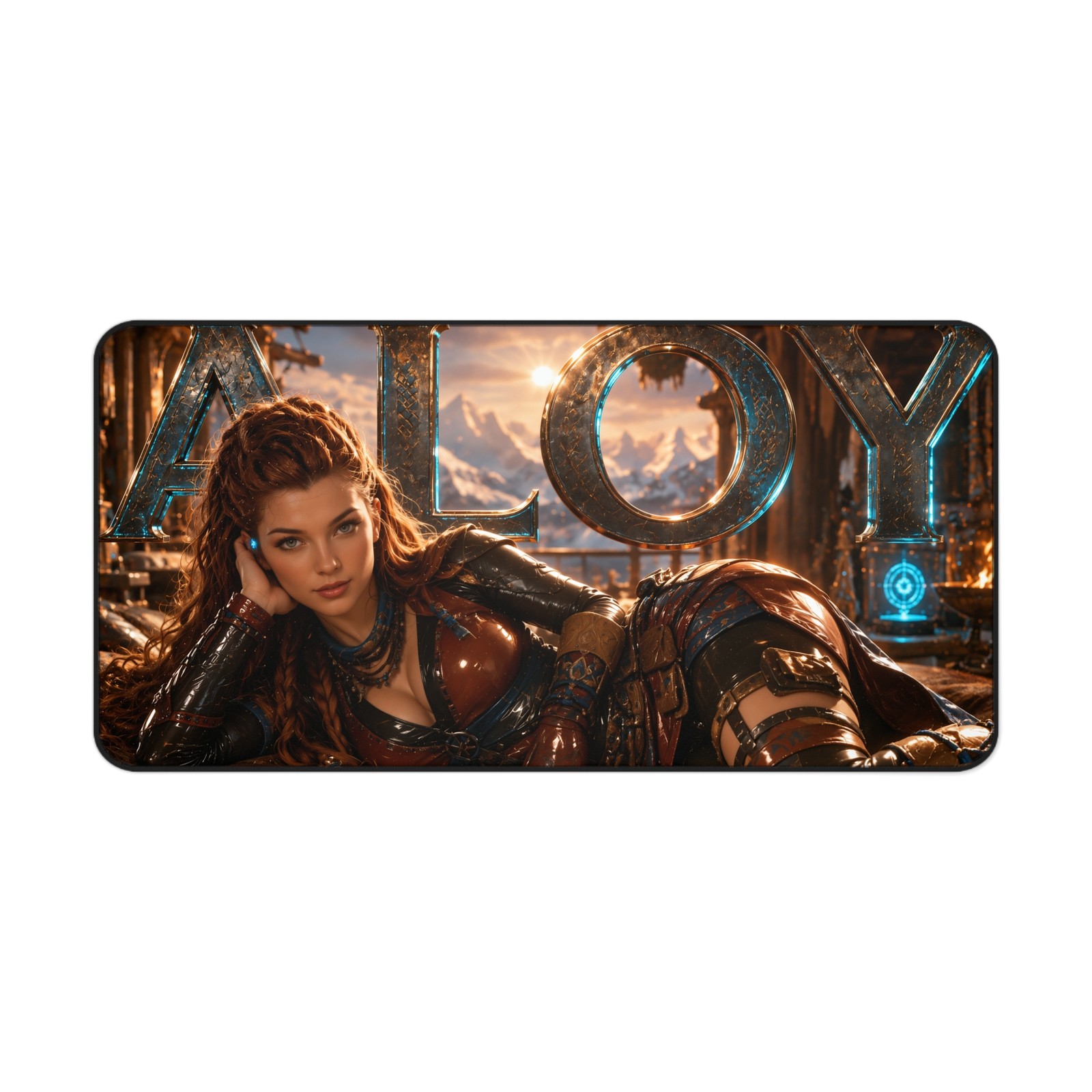 Neoprene Desk Mat Featuring Aloy, Mouse Pad and Workstation Accessory