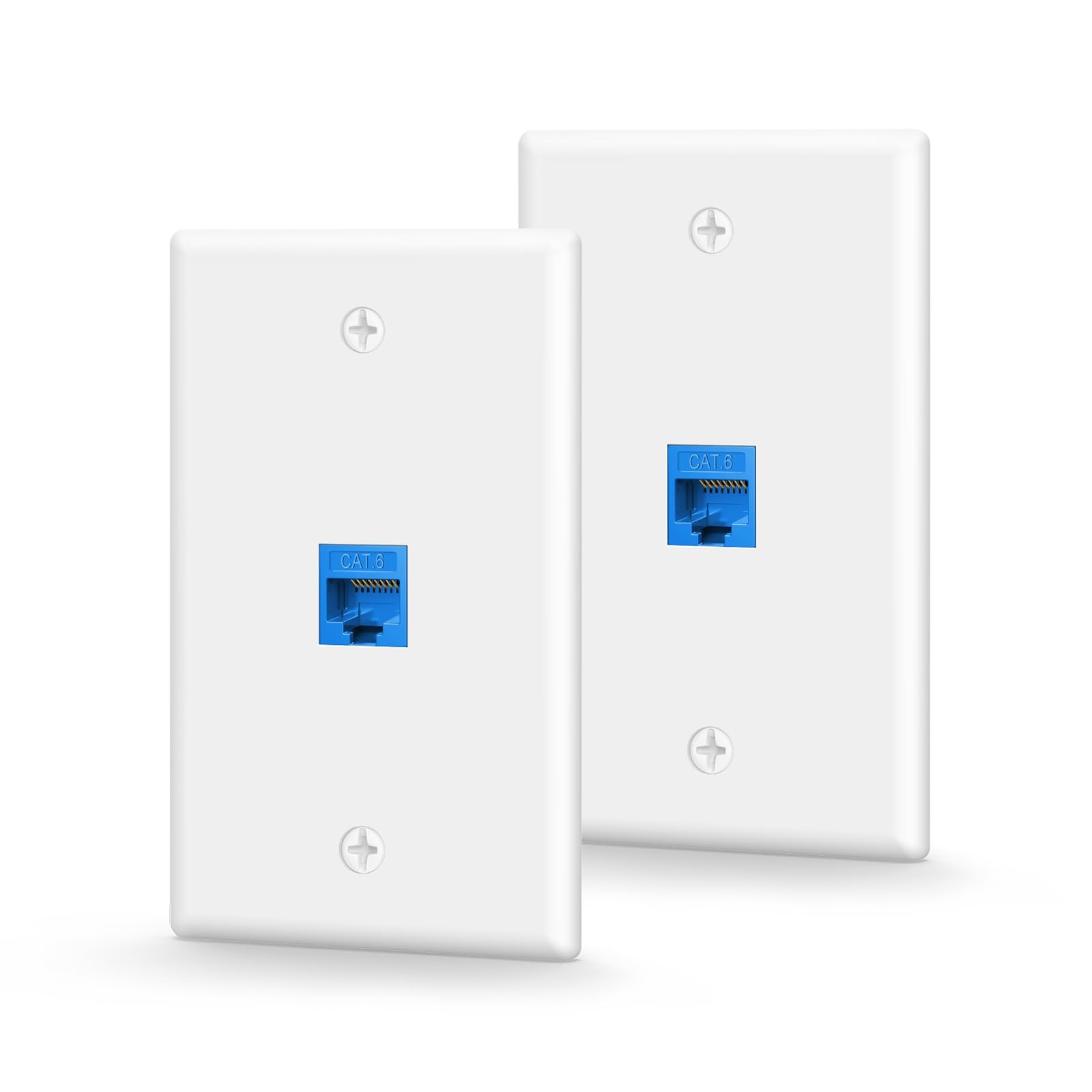 1-Port Ethernet Wall Plate RJ45 Keystone Inline Coupler Female Cat6 Blue 2 Pack