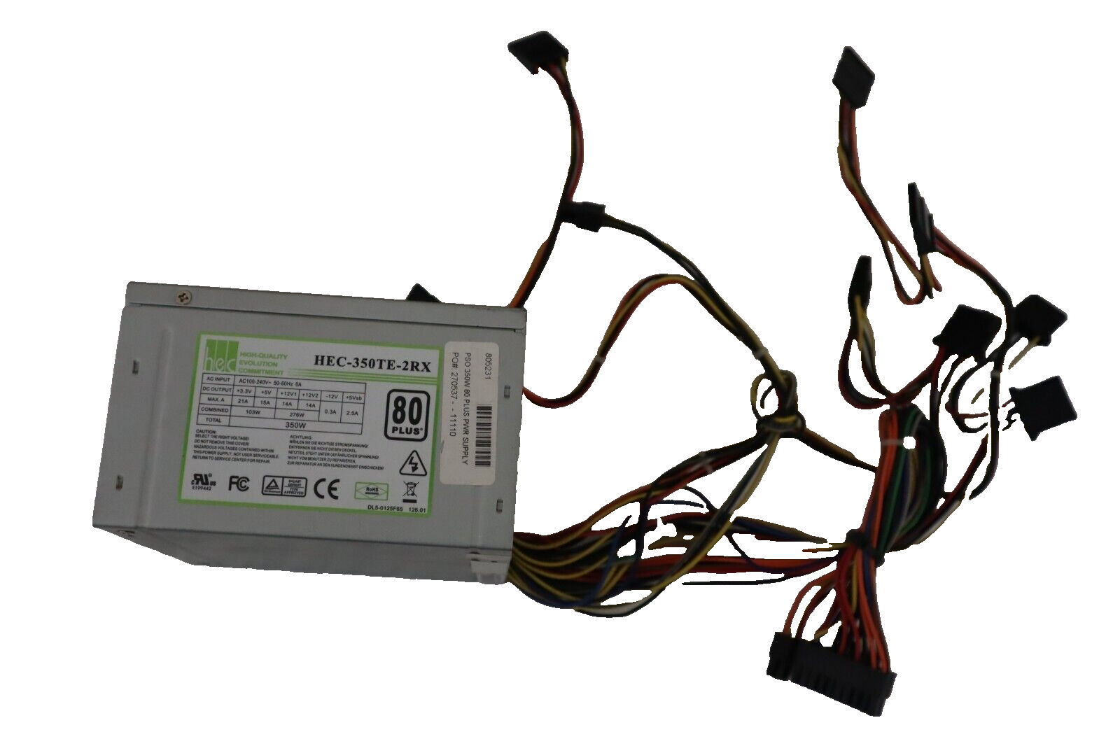 HEC HEC-350TE-2RX 20 Pin 350W ATX Desktop Power Supply