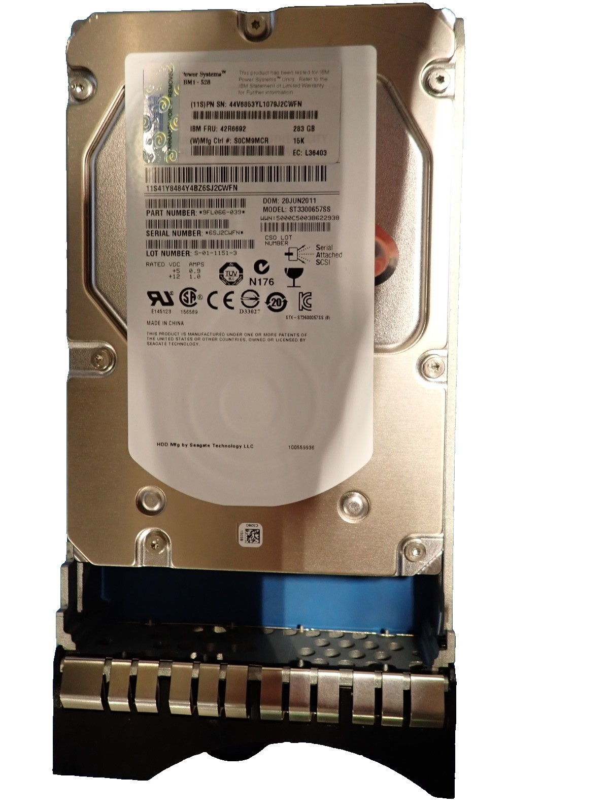 IBM 42R6692 283.7GB 15K RPM SAS Hot Swapable Hdd Hard Disk Drive ST3300657SS