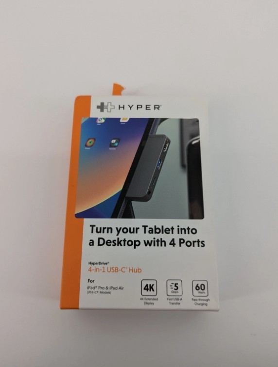 Gray, HyperDrive 4-in-1 USB-C Hub for iPad Pro & iPad Air, Model #HD319EWM