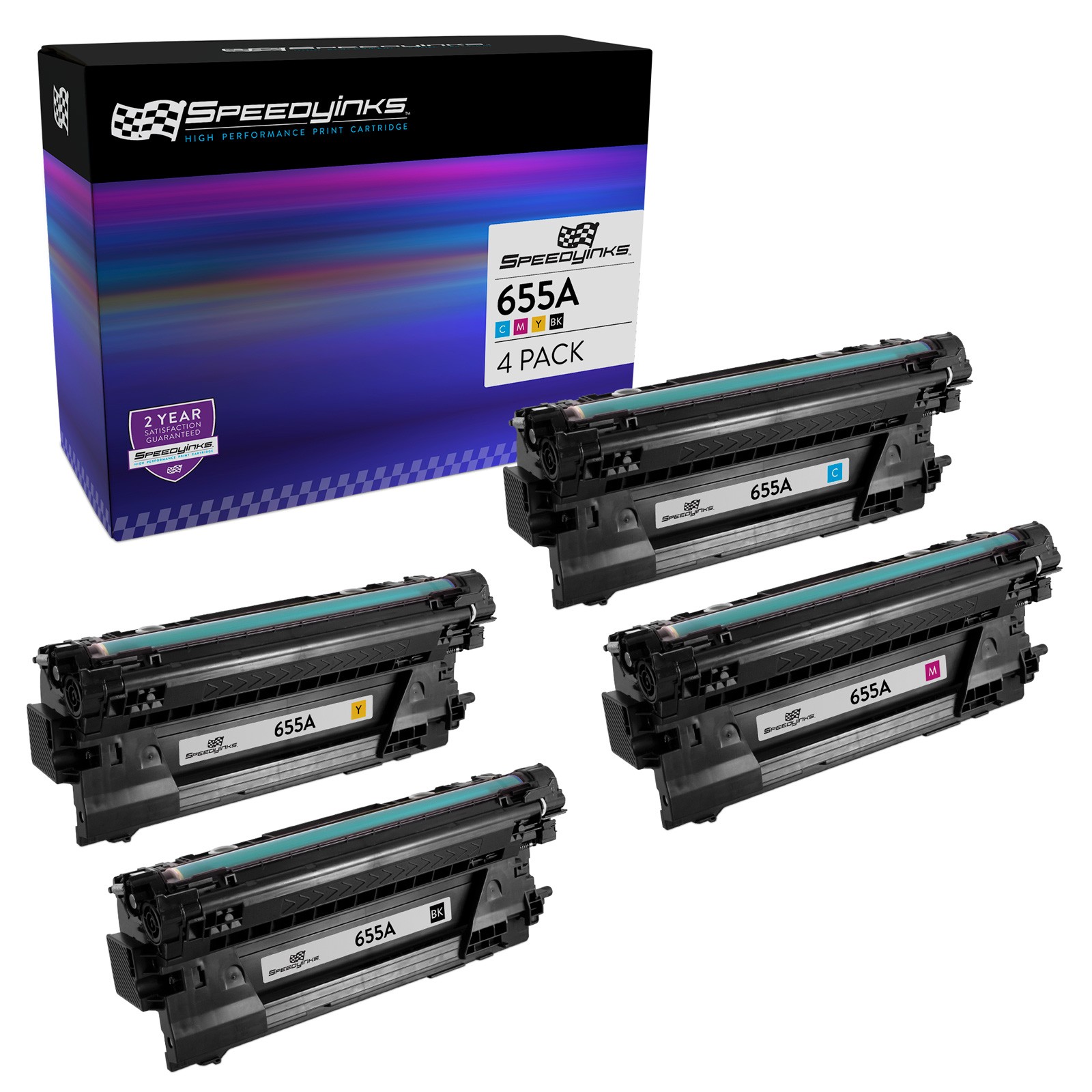 Speedy Compatible HP 655A Toner Cartridge Set: Black, Cyan, Magenta, Yellow 4PK