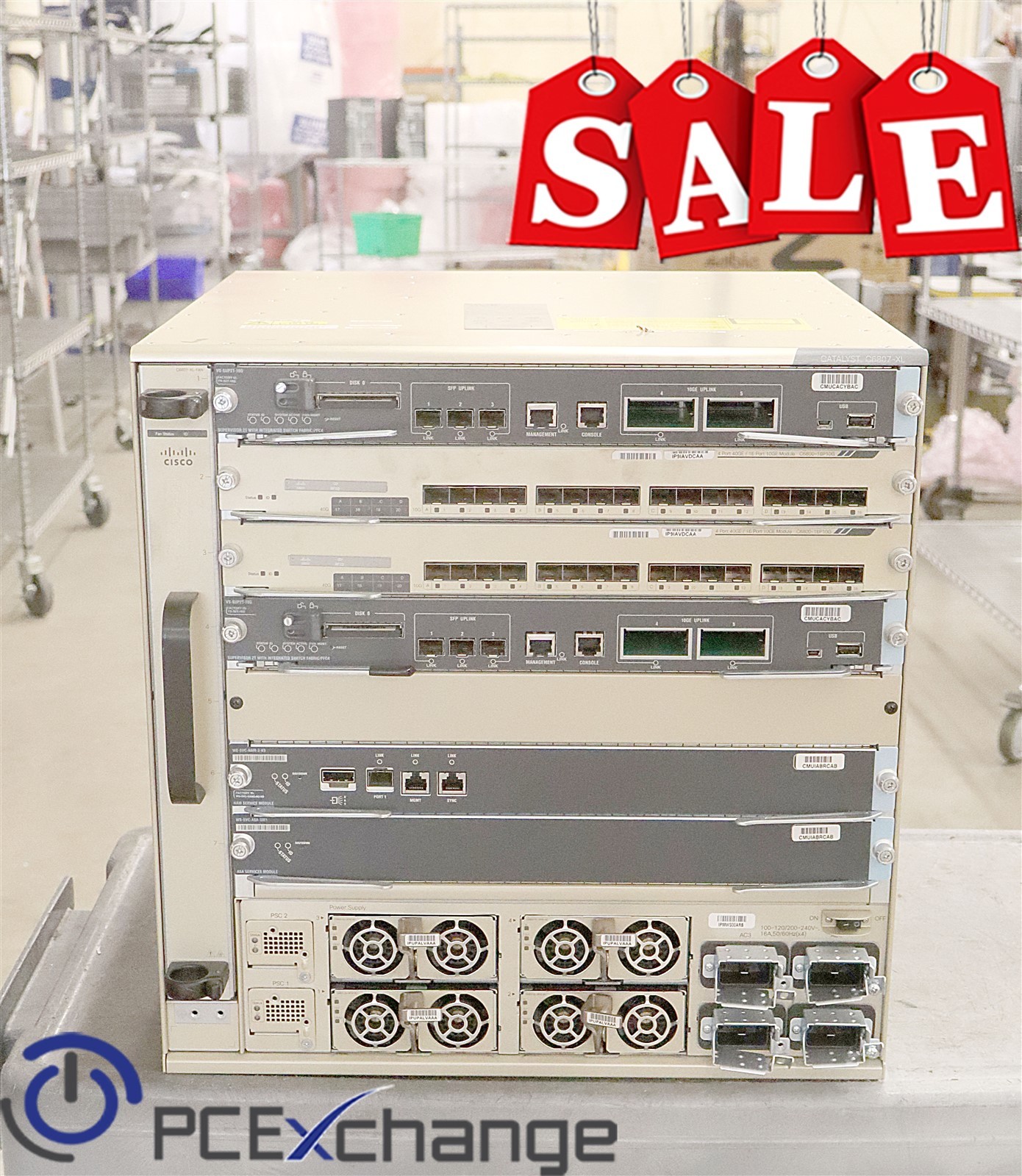 Cisco Catalyst C6807-XL Core Switch 2x Sup2T 2x 16P10G ASA NAM-3 4x 3000W DC