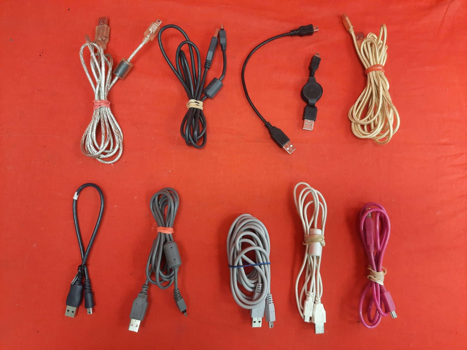 Lot Of 10 Mini USB Cables Various Length Cellphone PlayStation 3 Computer 9623