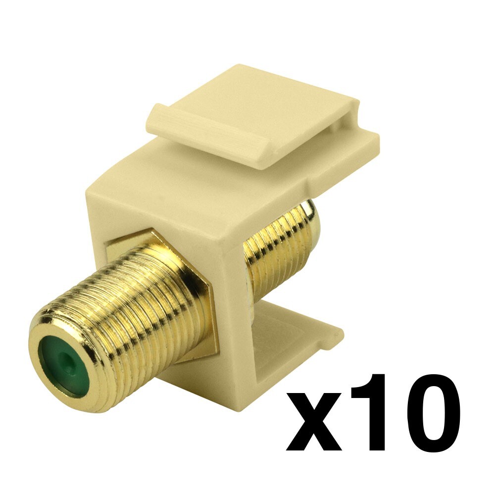 Construct Pro™ Gold-Plated 3Ghz F-Connector Keystone Insert (10 Pack, Ivory)